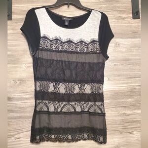 WHBM Black and Gray Lace Top